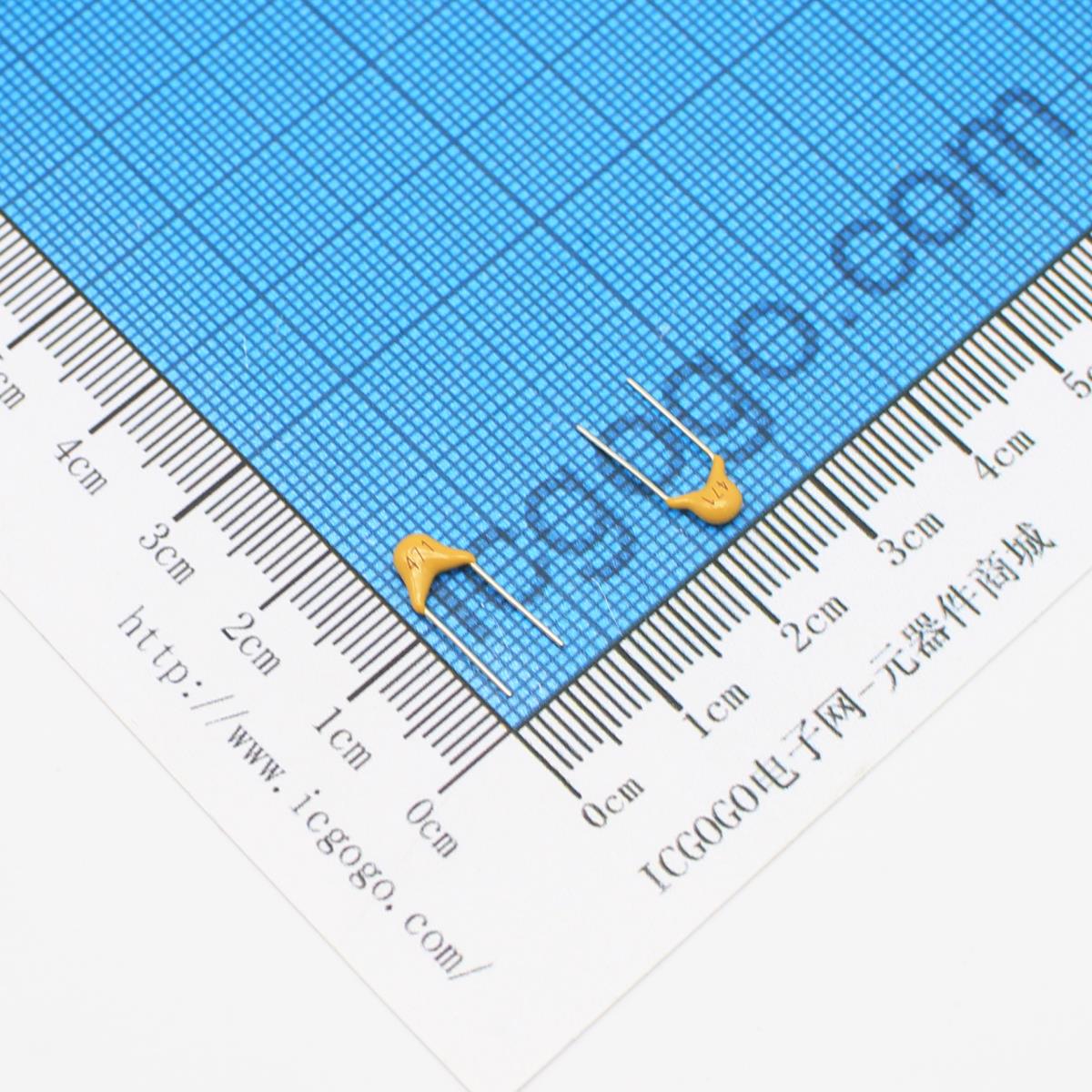 直插独石电容 50v 471K 0.00047UF 0.47NF 470PF 脚距P=5.08mm ±10%